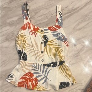 Tropical Print Button-Up Women’s Top